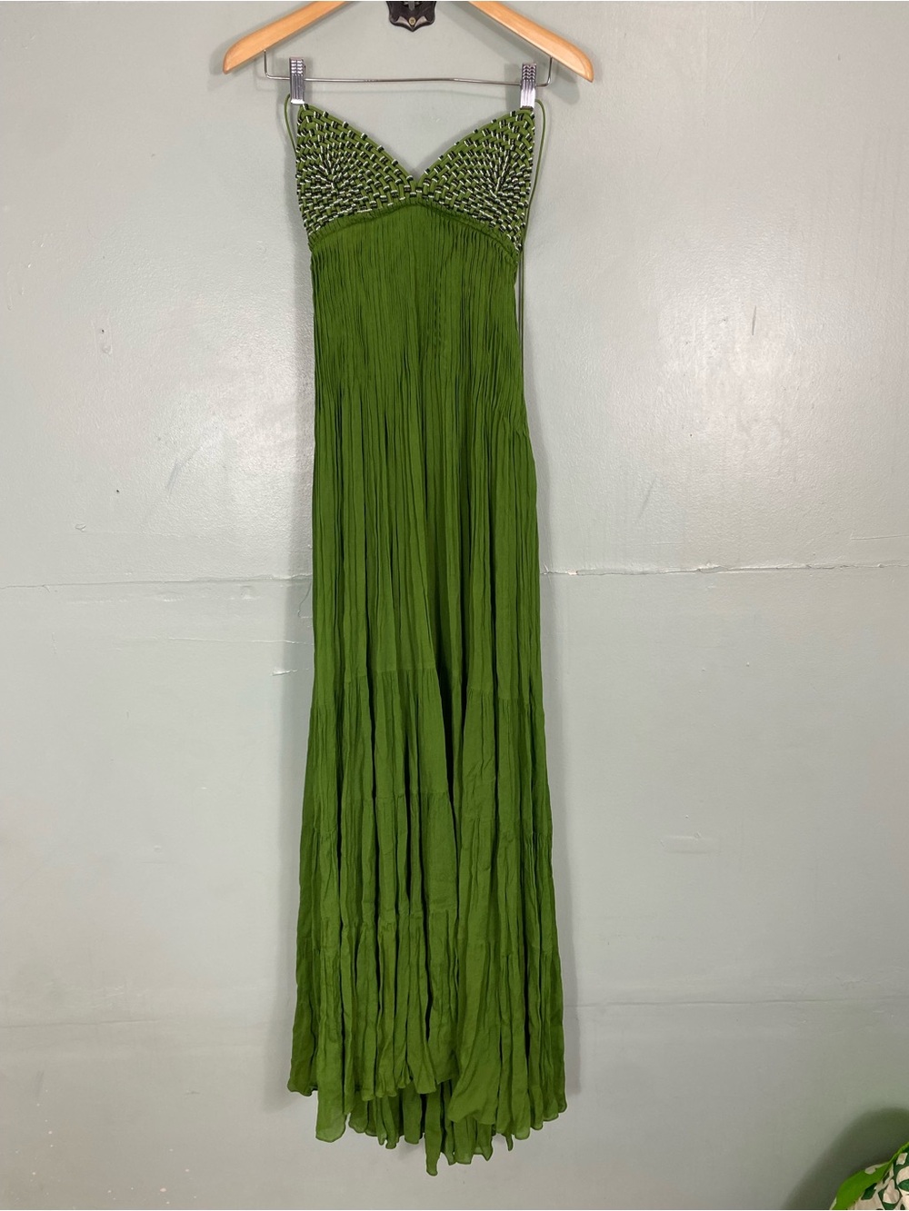 Bhanuni Jyoti Green Beaded Maxi Sundress Dress Size Medium? missing size
